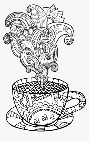 Coffe Drawing Color - Coffee Coloring Pages For Adults, HD Png ...