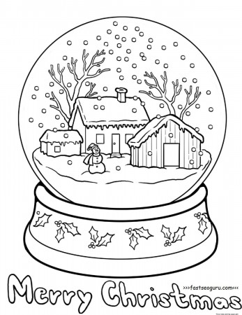 Printble christmas snow globe coloring pages for kids | Coloring pages  winter, Christmas coloring pages, Coloring books