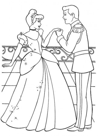 Prince Kiss Cinderella Hand in Princesses Birthday Coloring Pages ...