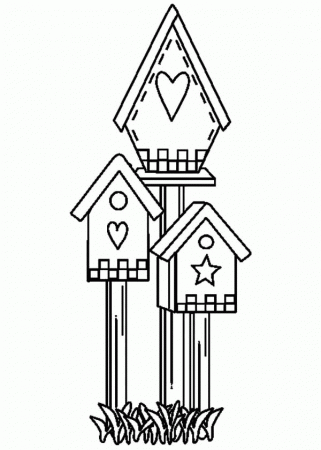 Cute Shaped Bird House Coloring Pages | Best Place to Color