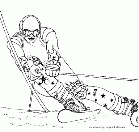 Skiing color page - Coloring pages for kids - Sports coloring pages -  printable coloring pages - sport color pages - kids coloring pages - coloring  sheet - coloring page - coloring