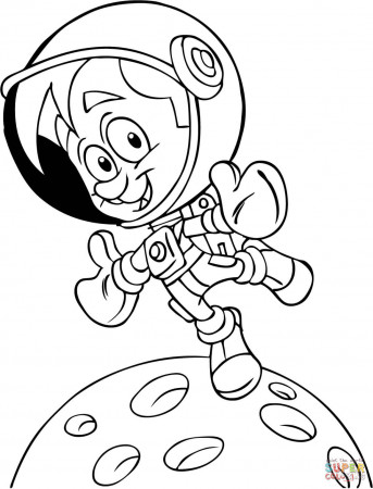 Astronaut exploring space coloring page | Free Printable Coloring Pages