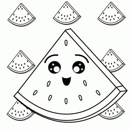 Cute Happy Watermelon Coloring Pages - Watermelon Coloring Pages - Coloring  Pages For Kids And Adults