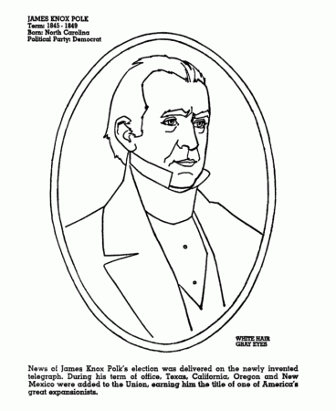 USA-Printables: President James K. Polk - US Presidents Coloring Pages -  Eleventh President of the United States - 3 -