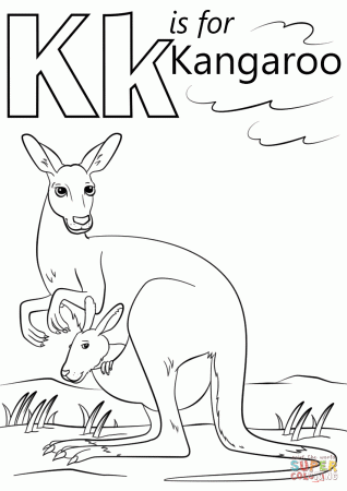 K is for Kangaroo coloring page | Free Printable Coloring Pages