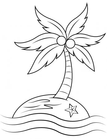 Printable Deserted Island Coloring Page