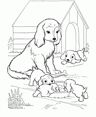 Puppies Play Outside Coloring Page | Animal pages of ...
