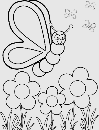 Butterfly And Flower Coloring Pages For Preschool Coloring Pages ...