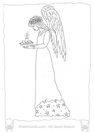 Free Angel Coloring Pages Winter Mistletoe Angel from our ...