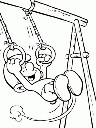 Smurf Playing Swing in The Smurf Coloring Page: Smurf Playing ...