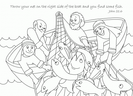 Free Bible Coloring Page A Net Full of Fish