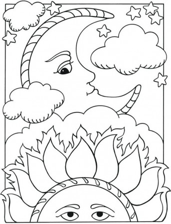 Sun Coloring Page For Toddlers | Moon coloring pages, Star coloring pages, Sun  coloring pages