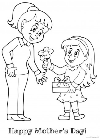 Mothers Day Mother Daughter Flower Gift Coloring page Printable
