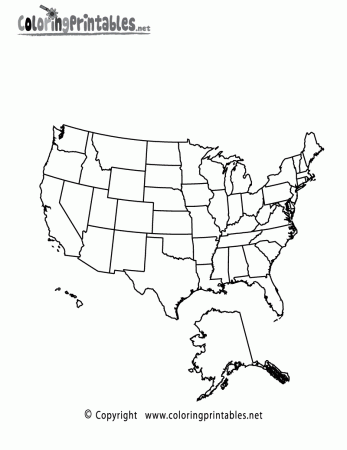 USA Map Coloring Page - A Free Travel Coloring Printable