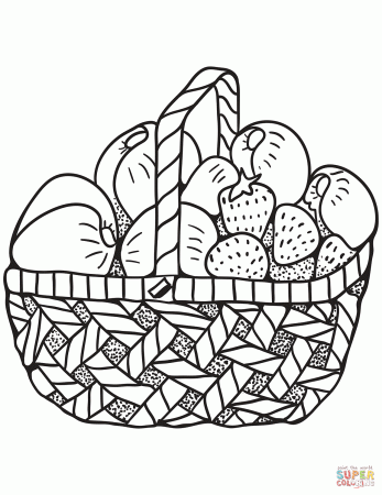 Zentangle Basket with Fruits coloring page | Free Printable Coloring Pages