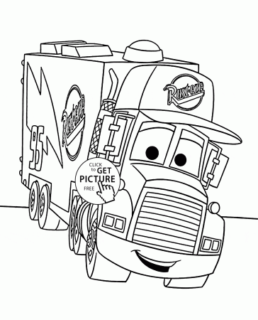 Cars Mack coloring page for kids, disney coloring pages printables ...