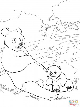 Panda Mother with Baby Panda coloring page | Free Printable ...