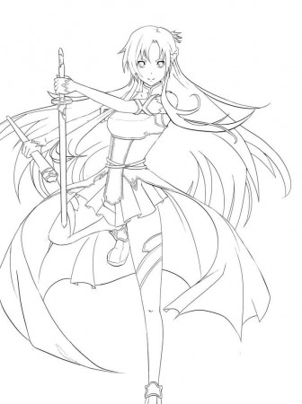 Beautiful Asuna Coloring Page - Free Printable Coloring Pages for Kids