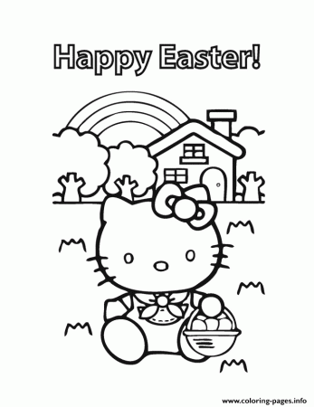 Hello Kitty Happy Easter Coloring Pages Printable