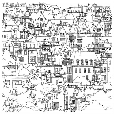 The city of San Francisco - Architecture Adult Coloring Pages