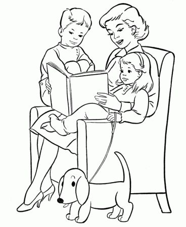 Mother's Day Coloring Pages - Reading time with Mom Coloring Page Sheets | Mom  coloring pages, Mothers day coloring pages, Coloring books