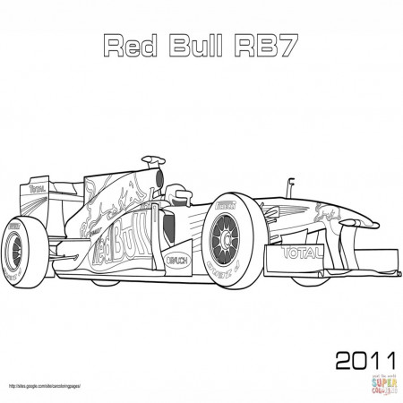 Red Bull Rb7 formula 1 Racing Car Coloring Pages to Print | Cars coloring  pages, Coloring pages, Coloring pages to print