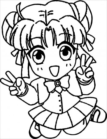 Cute Anime Chibi Girl Coloring Page for Kids - ColoringBay