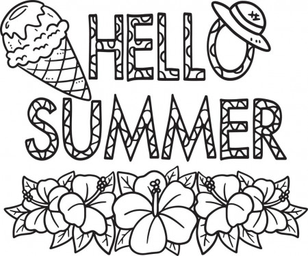Hello Summer Isolated Coloring Page for Kids 20002709 Vector Art at Vecteezy