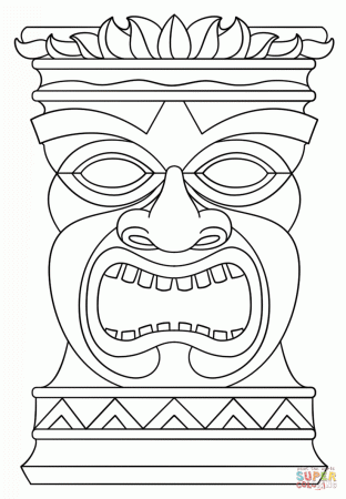 Tiki Mask Coloring Page - Coloring Pages for Kids and for Adults