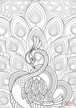 New Coloring Pages : Zentangle Peacock With Ornament Page ...