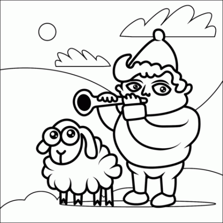Nativity Scene Shepherd with a Sheep coloring page | Free ...