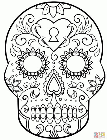 Coloring Pages : Day Of The Sugar Skull Coloring Page Free ...
