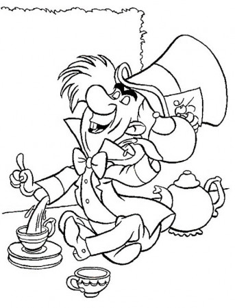 Alice In Wonderland Character Mad Hatter Coloring Page Download free image  download