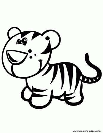 Print baby tiger cub for kindergarten kids Coloring pages