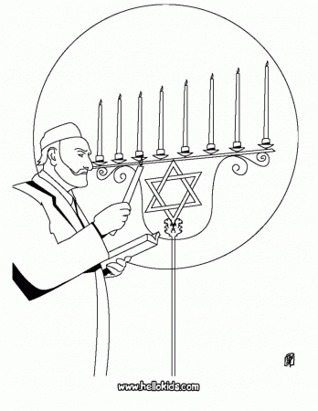 HANUKKAH coloring pages - Hanukkah candle lighting