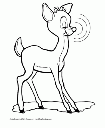 Rudolph the Red Nose Reindeer Coloring Page - Rudolph has a 