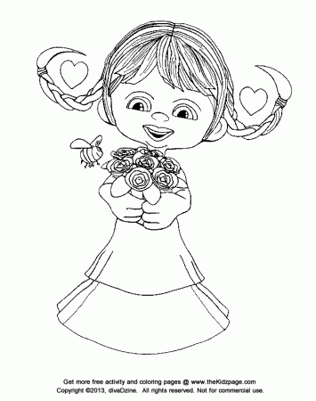 Bee Mine Flower Girl - Free Valentine's Day Coloring Pages for 
