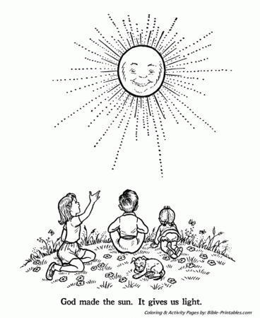 Bible Creation Story Coloring Pages - Creation Day 1 | Bible-Printables