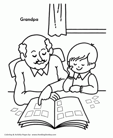 Grandparents Day Coloring Pages - Grandpa teaches me things ...