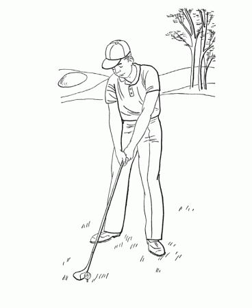 Summer Coloring - Kids Playing Golf Coloring Page Sheets of the 