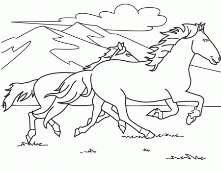Horse Race Are Running Coloring For Kids - Horse Coloring Pages 