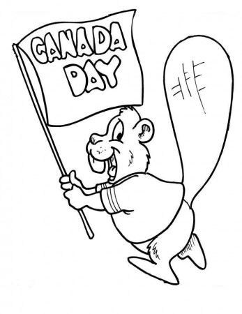 Happy Canada Day Mouse Coloring Picture