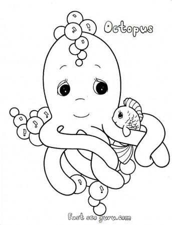 Printable octopus sea coloring page | Colouring