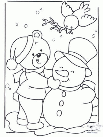 Coloring Page For Kids Of Winter Trees Covered In Snow