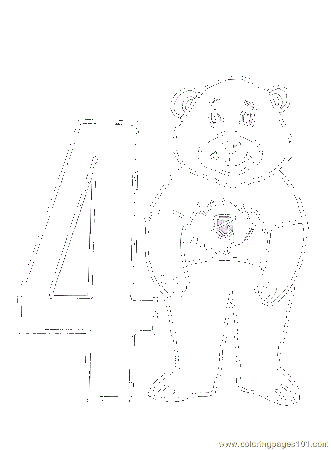 Coloring Pages Bear Number4 (Education > Numbers) - free printable 