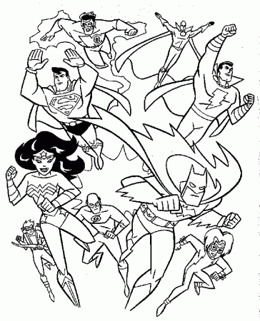 Group of Heroes Superman and Friends Coloring Pages