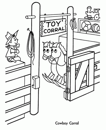 Christmas Toys Coloring Pages - Cowboy Toy Corral Coloring Sheet 