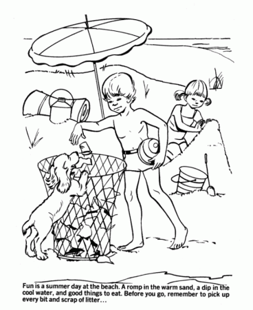 Beach Fun June Coloring Pages For Kids
