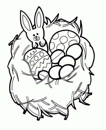 Cute Easter Bunny Hiding Eggs Coloring Page