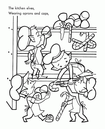 Santa's Helpers Coloring Pages - Kitchen Elves made a mess 